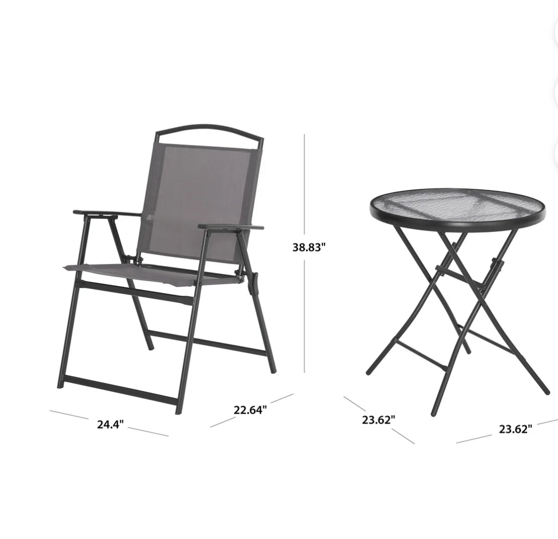 Mainstays Albany Lane 3 Piece Outdoor Bistro Set, Black